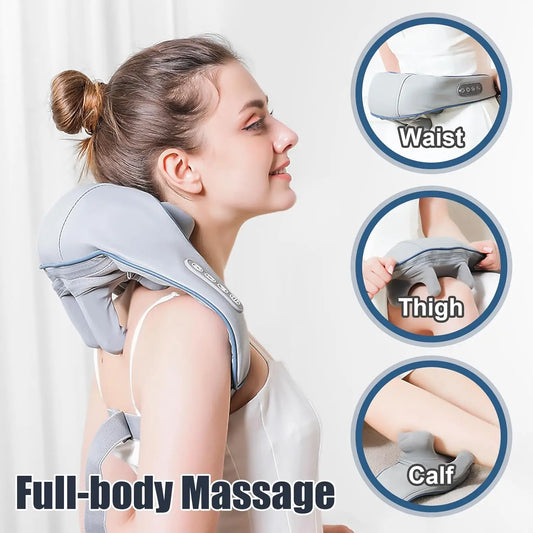 Foreverlily 26W Wireless Neck and Shoulder Massager with Brushless Motor – Deep Tissue Kneading Massage Shawl with Heat Therapy